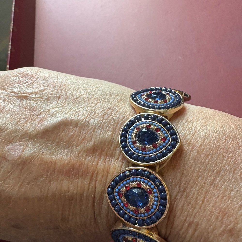 Elegant Blue and Gold Beaded Bracelet